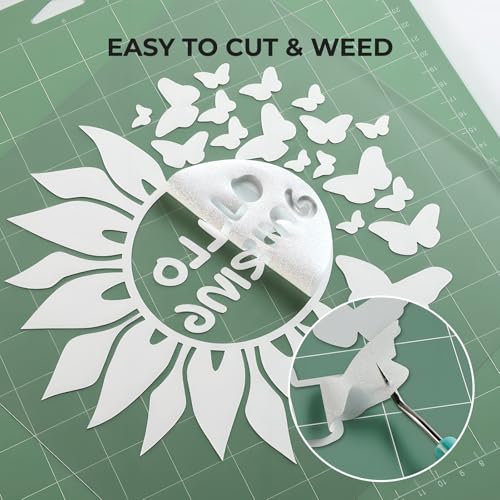 Image of HTVRONT White Glitter HTV Vinyl Roll - 10 inch x 8ft Glitter Heat Transfer Vinyl for T Shirts, Glitter Iron on Vinyl Compatible with Cricut Cutting Machine - Easy to Use for Iron on Design (Rainbow White)