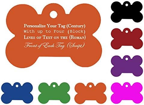 eXtreme Dog Custom Engraved Bone Shaped Pet ID Tags for Dogs and Puppies - 7 Colors and 4 Fonts to Personalize Your Dog ID Tags - Orange…