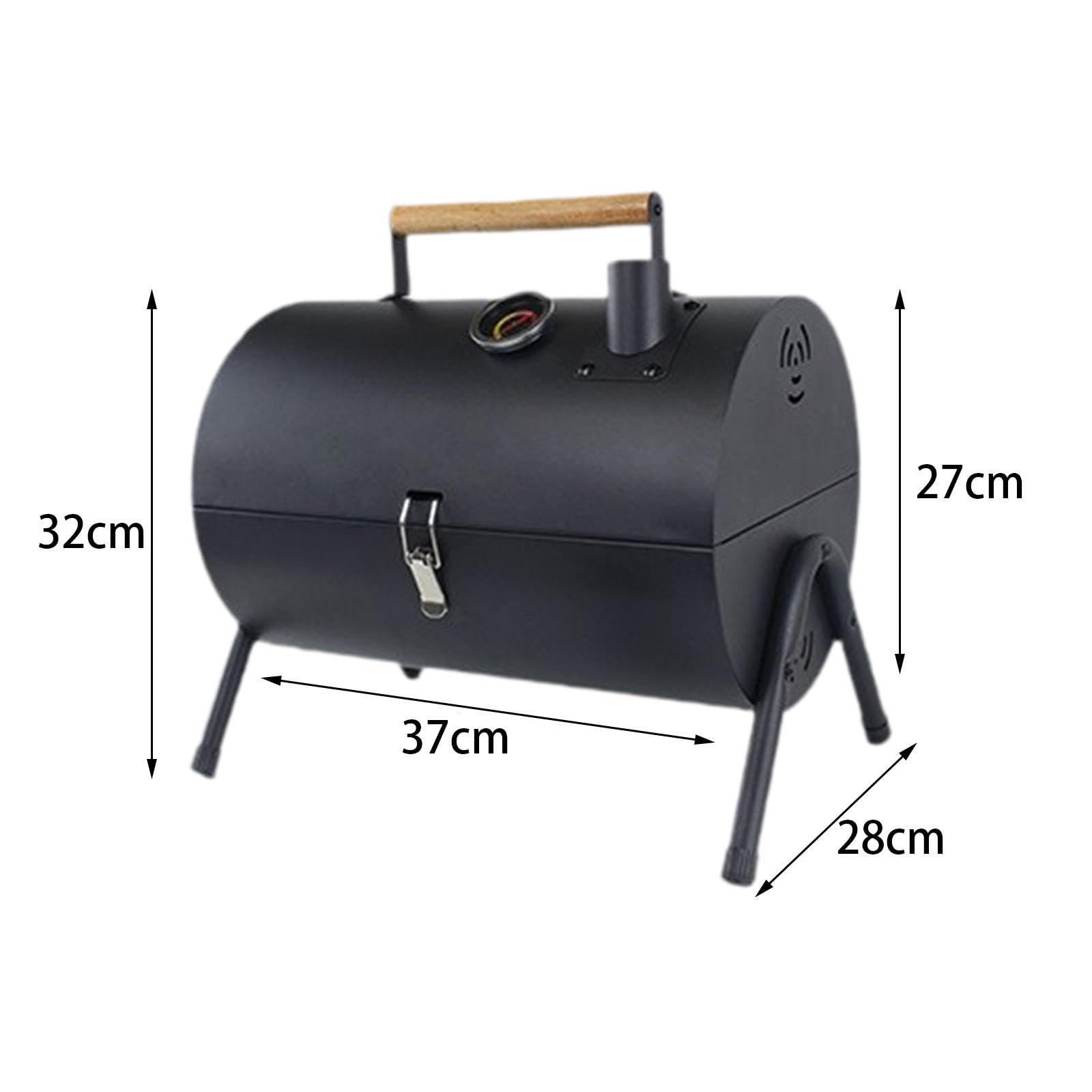 Grill Portátil de Carbón para Barbacoa Parrilla de Mesa Integrada Herramienta Multifuncional de Cocina Y Picnic Soporte Compacto con Red, Negro