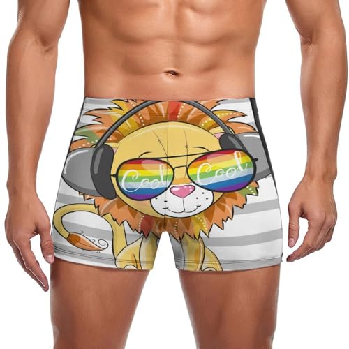 Boxer de bain homme lion mignon pour éviter les irritations et nager librement