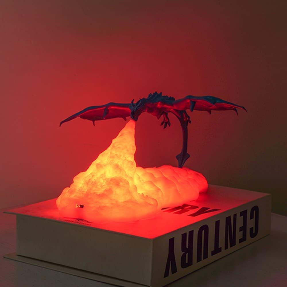 Lámpara 3D Dragones De Fuego - Luz Nocturna Infantil Con Carga USB
