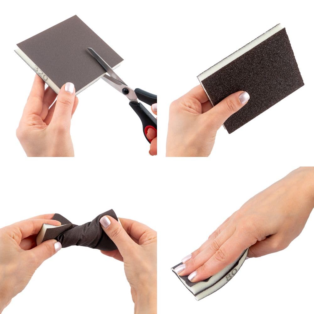 Ideen mit Herz Spugne abrasive, confezione da 6 pezzi, 10 cm x 12 cm x 1,3 cm, varie grane, morbidi cuscinetti abrasivi, flessibili