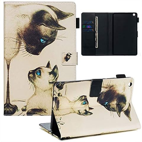 XFDSFDL® Protective Cover for Huawei MediaPad M3 Lite (8 Inch) PU Leather Flip Case Cute Cat Pattern with Built Stand Card Slot Wallet Device Shell Holster, 07 Cover