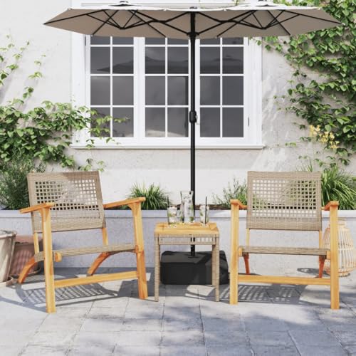 Cervaline Ensemble de Bistro 3 pcs Beige résine tressée et Bois d'acacia,Meubles,Mobilier de Jardin,Salons de Jardin,15.8 kg-365867