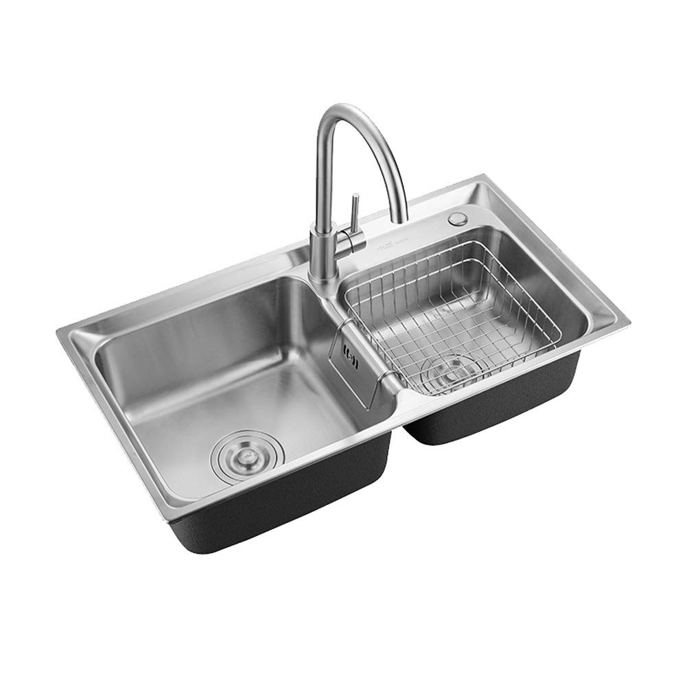 Évier de cuisine double bac carré 28,3 pouces acier inoxydable fait main 720mm