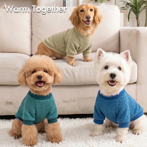 Image of 3 Pack Dog Sweaters for Small Dogs Girl Boy Winter Fleece Clothes Warm Soft Dog Sweatshirt Outfit for Dogs Cats Pet Apparel