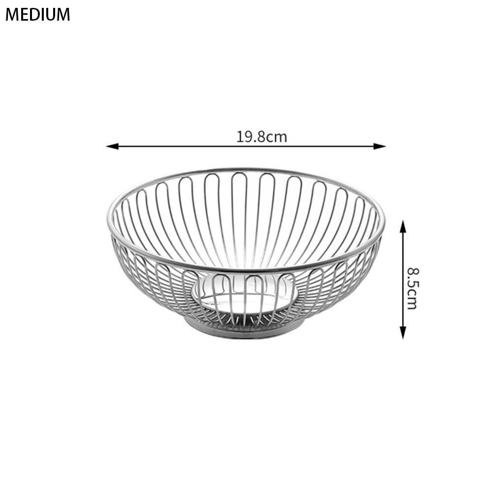 Miska na owoce na blat kuchenny Kosz na owoce z drutu ze stali nierdzewnej, nowoczesny ażurowy design, uniwersalna miska do serwowania, zastawa stołowa(Średni)