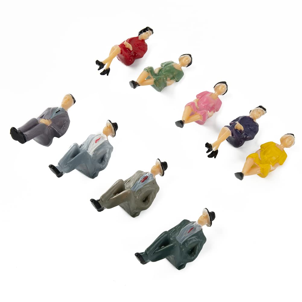 ZYWUOY 50 Pcs Personaggi, Figure Sedute in Plastica 1:32, Miniature Umane Dipinte Miste, Piccole Scene Architettoniche