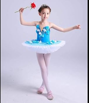Amazon | GRATTY 子供 ブルー 花付き バレエレオタード バレエ