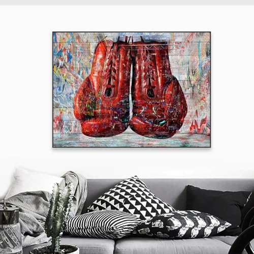 Tableau boxe vintage motivation graffiti art moderne impression sur toile premium 70x90cm