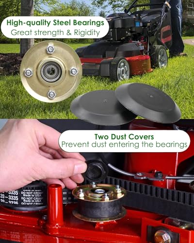 Pre-Installed Bearings Idler Pulley Kit Compatible with Toro 30" Timemaster Exmark Lawn Mower, Replace 131-4529 131-4509 121-5765 125-2532 2 PCS - Thumbnail 3