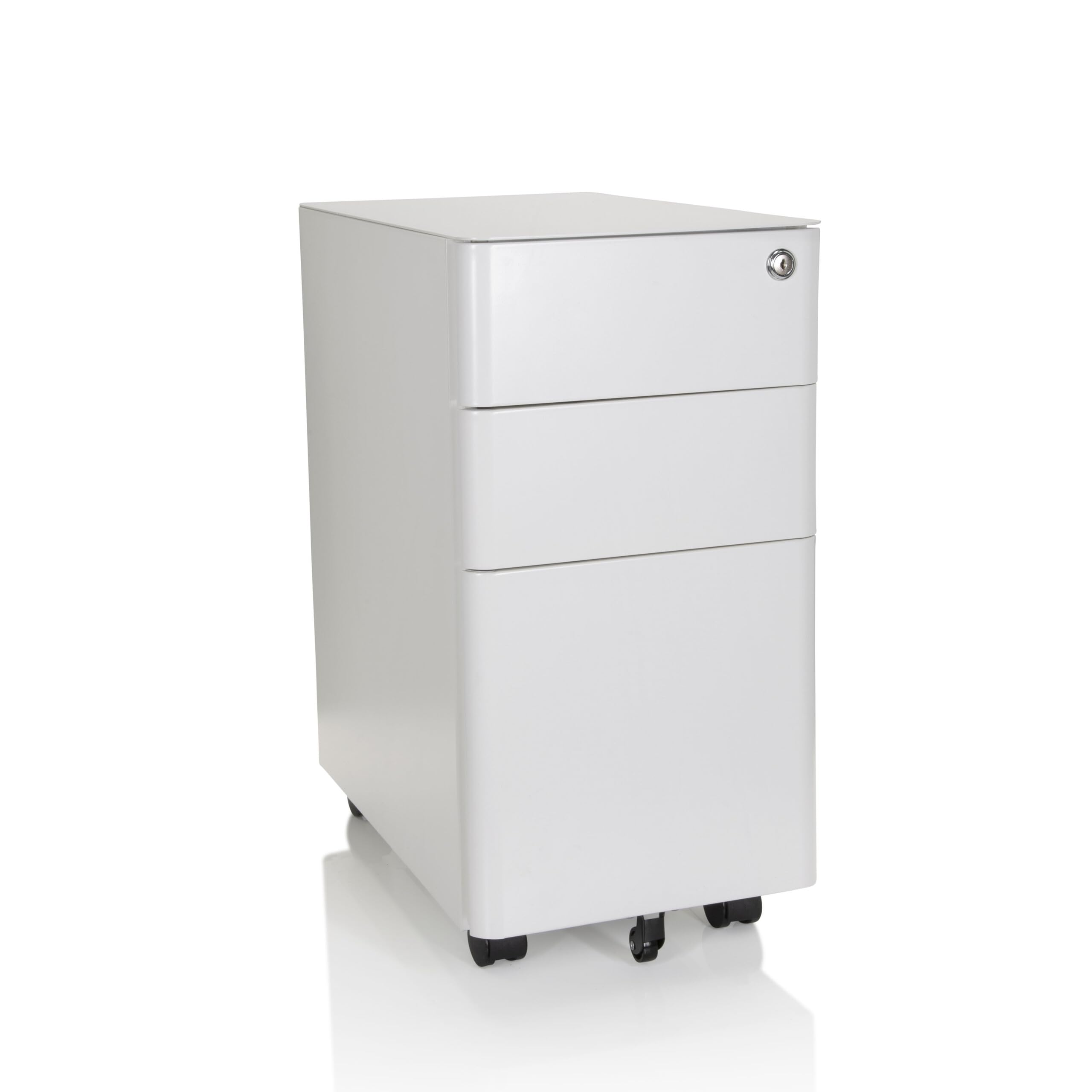 hjh OFFICE 743018 Rollcontainer schmal Color I Stahl Weiß Schubladenschrank mit Rollen, A4 Hängeregister, abschließbar