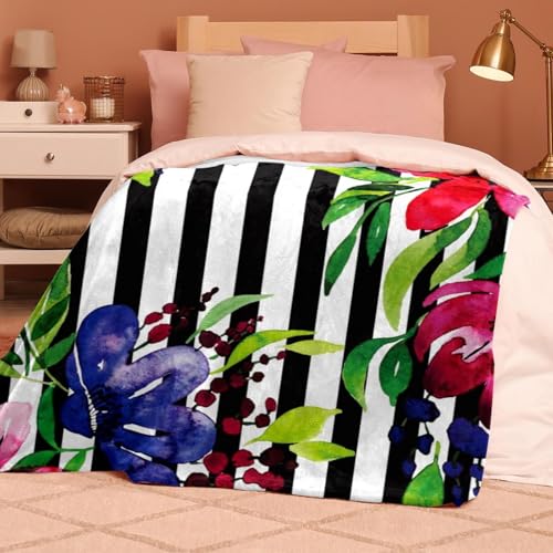 Couverture microfibre chaude et douce avec motif fleur tropicale pour lit - 8