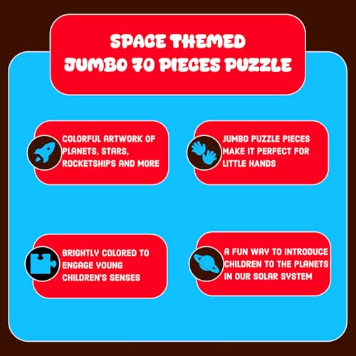 Image of VGRASSP 70 Pcs Space Themed Solar System Based Interlocking Puzzle Toy - Search, Find and Connect Educational, Challenging & Brain Booster Jigsaw Puzzle for Kids, Boys and Girls