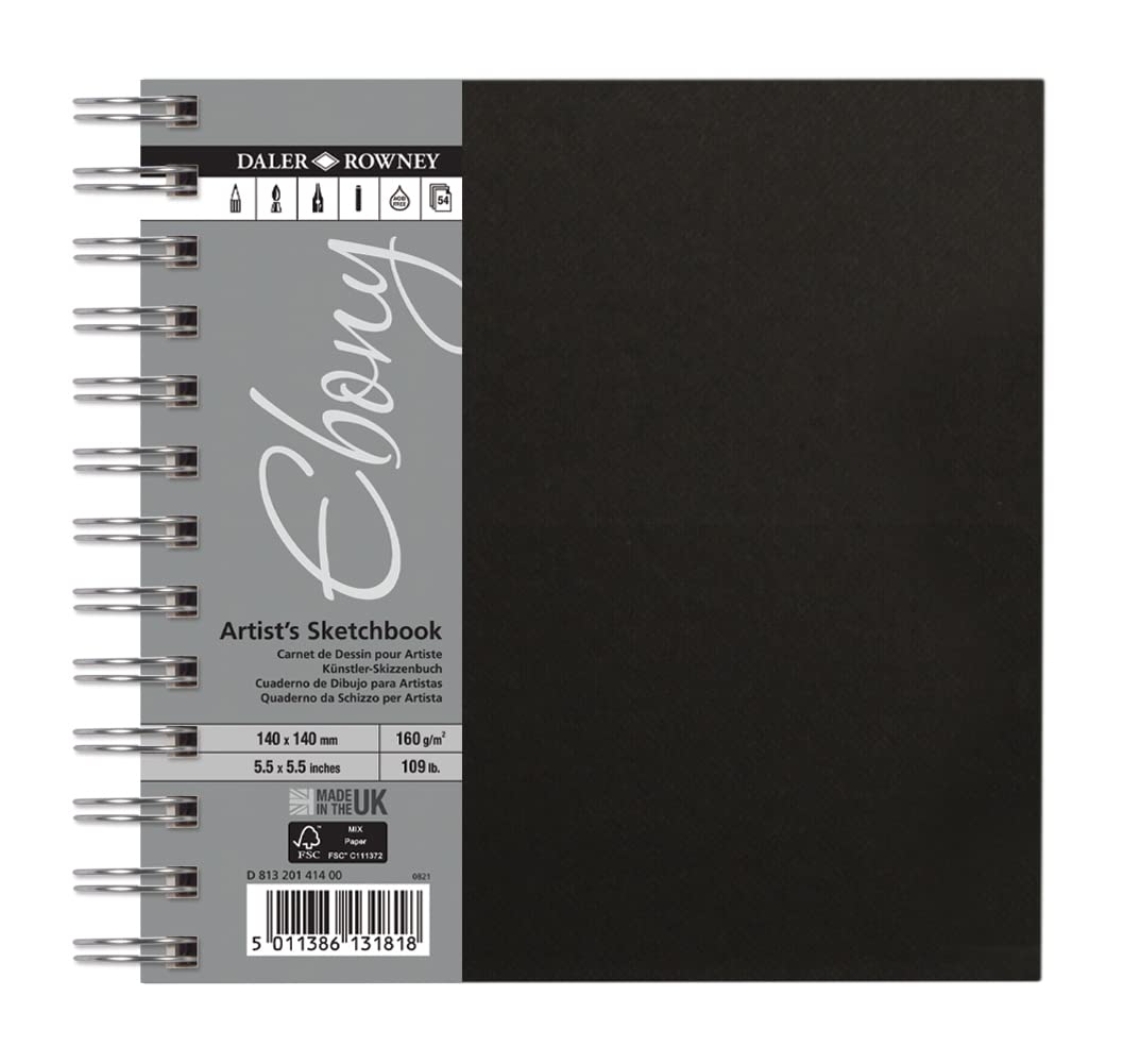Daler-Rowney Ebony Wirebound Sketchbook 140X140Mm 160g 54 Sheets