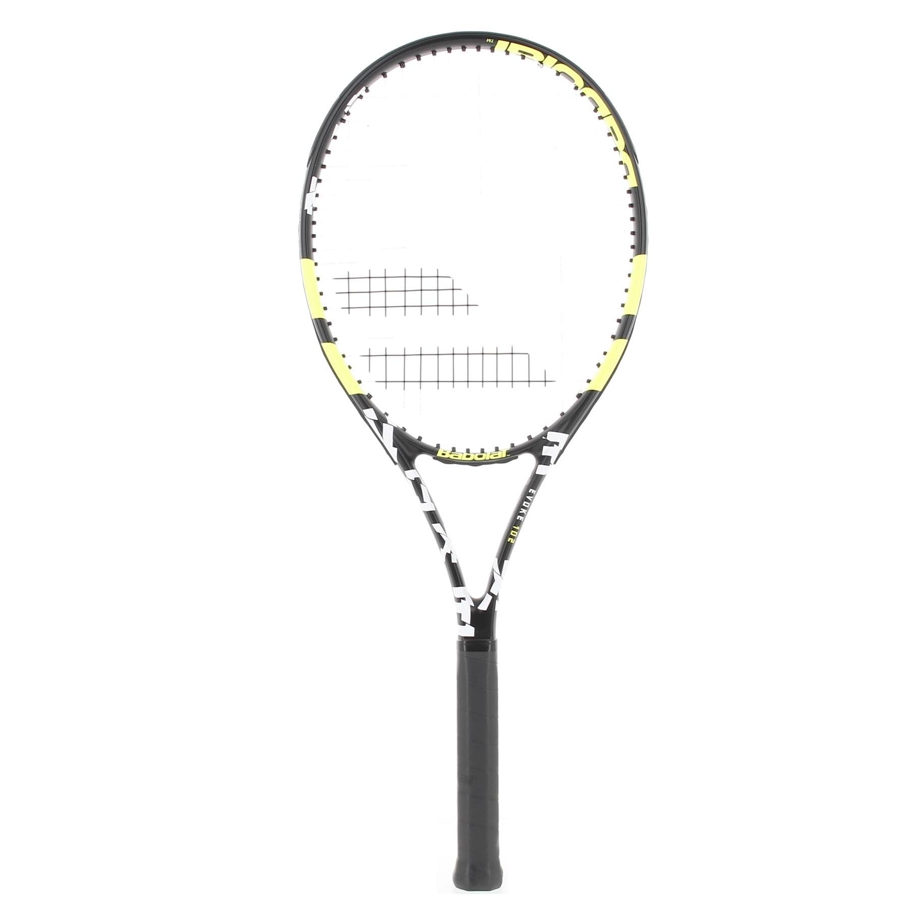 Babolat Evoke 105 Strung Tennis Racquet, Black/Yellow (4 1/4" Grip)