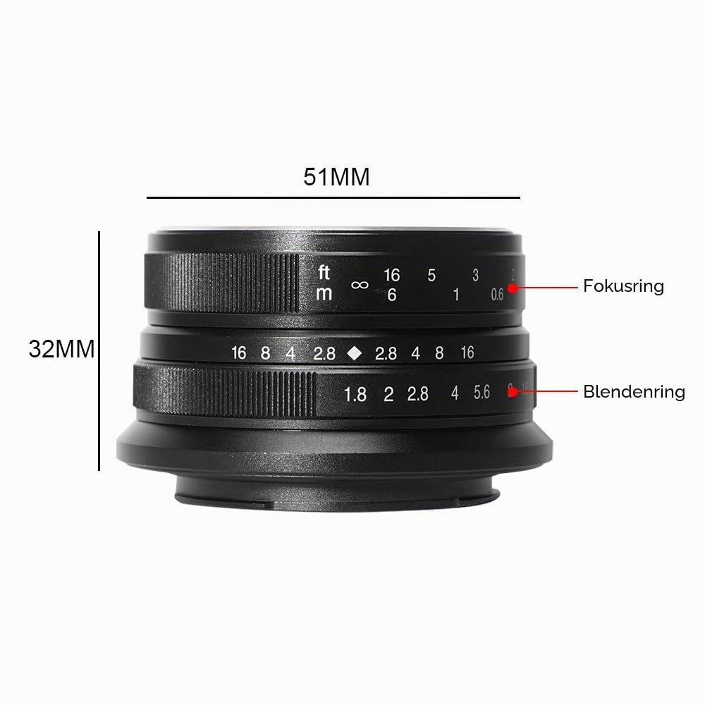 7artisans 25mm F1.8 Manueller Fokus Prime Fixiertes Objektiv für Olympus Micro Four Thirds MFT m4/3 Kameras - Schwarz