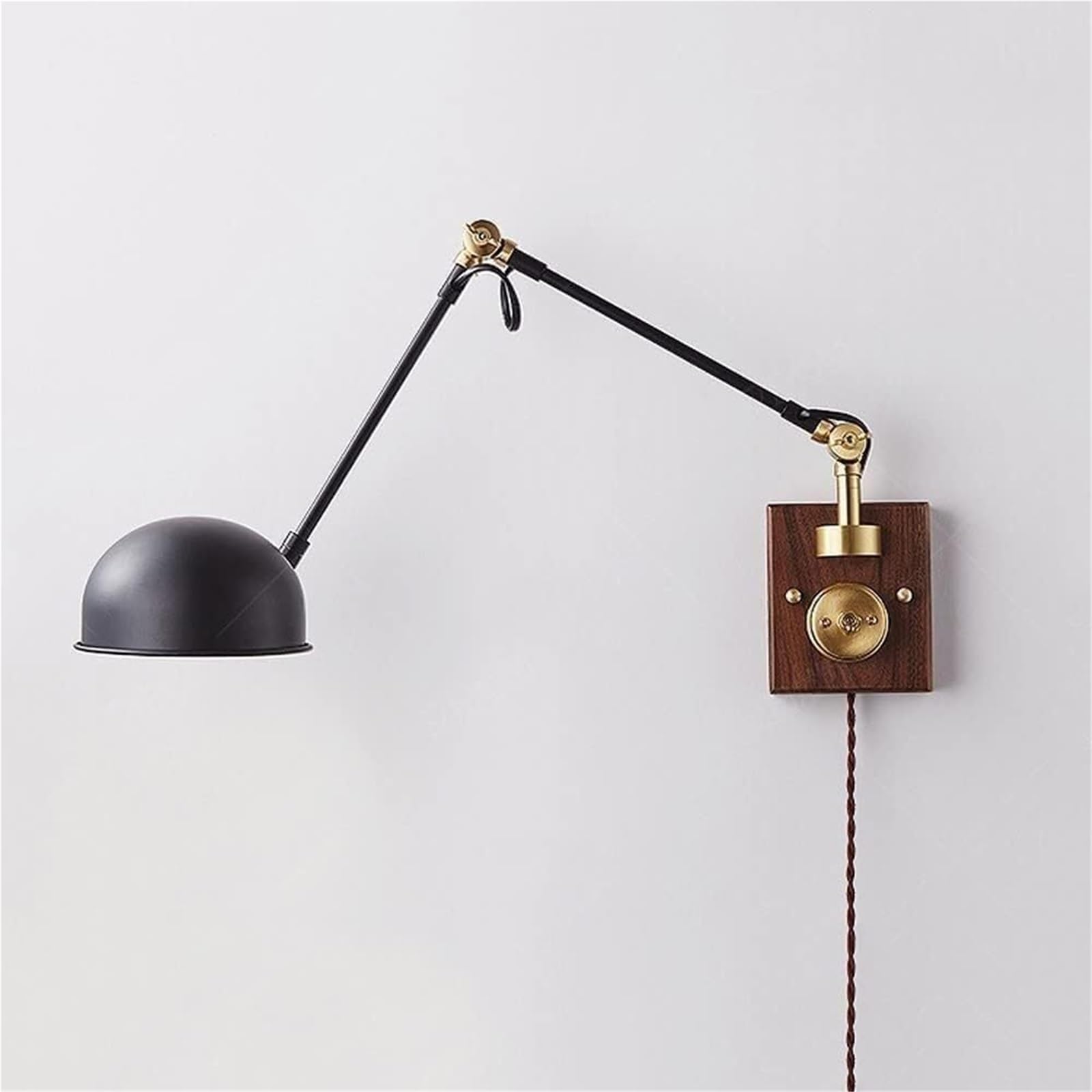 Lampada da Parete Industriale in Noce - Applique Girevole Regolabile con Interruttore a bilanciere per Camera da Letto e Arredamento in Stile Rustico