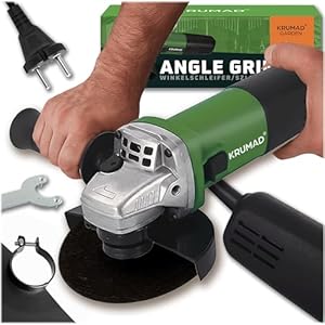 KRUMAD Winkelschleifer 950W – Scheiben-Ø 125mm – Leistungsstarke Schleifmaschine mit 3.000-11.000 U/min – Ergonomisches Design – Mit 2 Kohlebürsten – Ideal zum Schneiden und Schleifen
