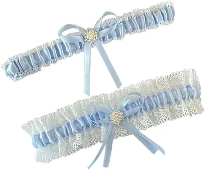 Lace Wedding Garters for Bride Dresses, 2 Pieces Bow Bridal Leg Garters
