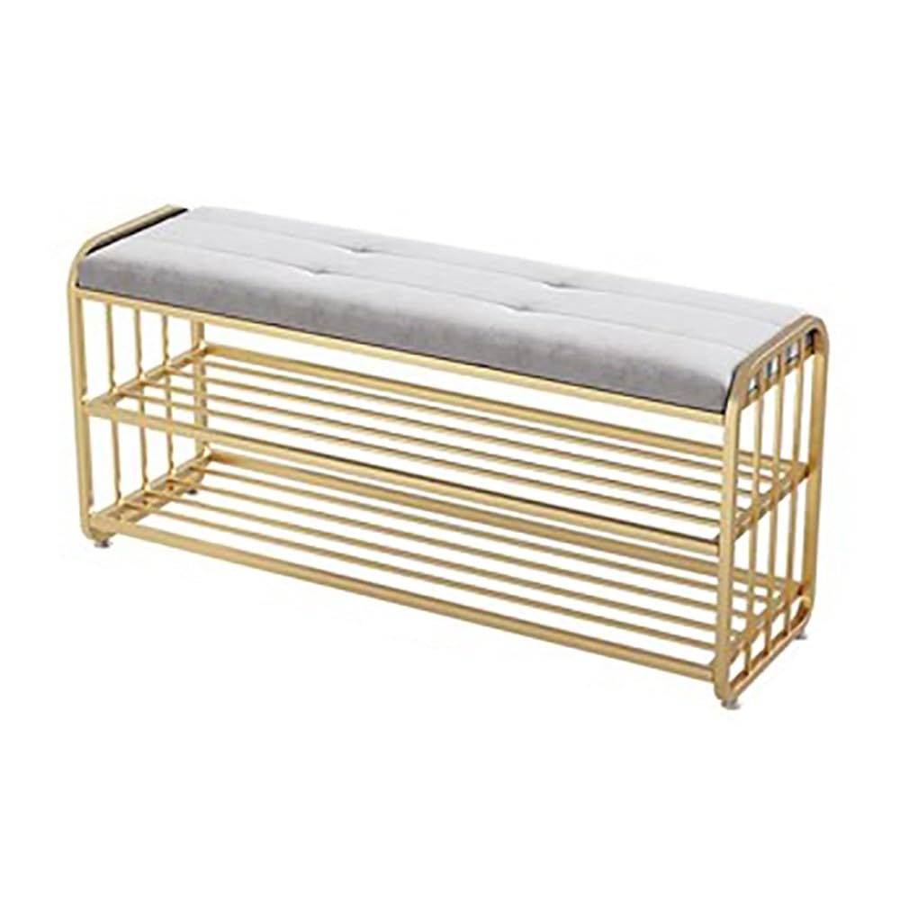 LWJSOCP Entryway Shoe Storage Bench with Cushioned Seat Industrial Style Hallway Bench for Living Room Bedroom Closet Available in 30CM/60CM/80CM/100CM Sizes Holds up to 100 kg