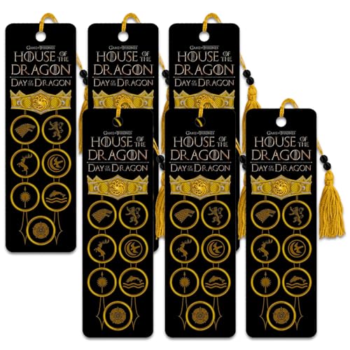 Game of Thrones Party Supplies - House of the Dragon Merchandise Bundle with 6 Game of Thrones Bookmarks | Game of Thrones Party Favors