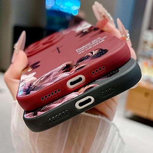 VirgoCCY Coque de téléphone avec verset biblique pour iPhone 17 Pro, jolie croix simple avec motif floral, coque de protection antichoc en TPU souple pour filles et femmes, noir – vue 7