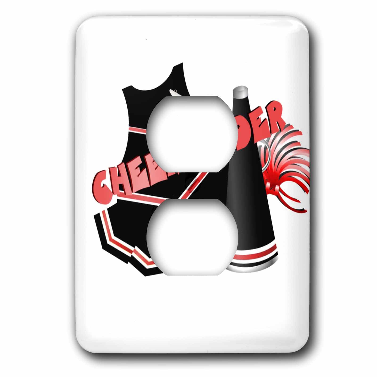 Plaque pour 2 prises pom-pom leader rouge et noire idéale pour décorer une chambre d'ado