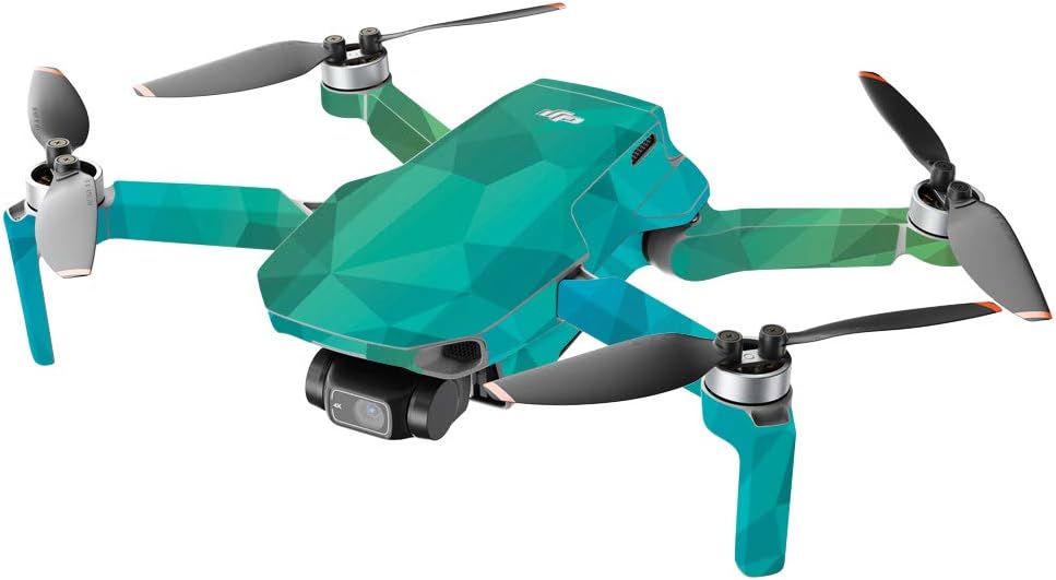 MightySkins Compatible with DJI Mini 2 Portable Drone - Blue Green Polygon | Protective, Durable, and Unique Vinyl Decal wrap Cover | Easy to Apply and Change Styles | Made in The USA