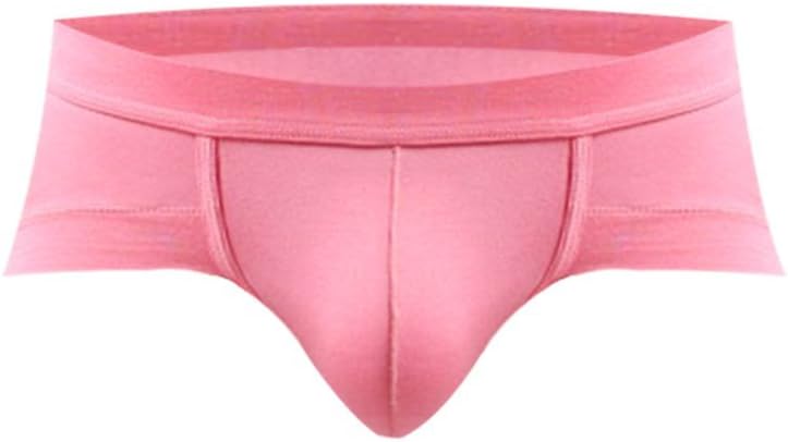 Men's Sexy Brief Underwear Low Rise Soft Polyster Stripe Bikini Shorts (Pink, US-S:(26-30"))