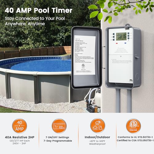 Suraielec TD03M Pool Timer, 7-Day 24-Hour Digital Pool Pump Timer thumb #1