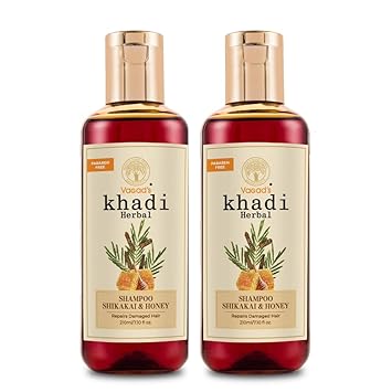 Vagads Khadi Shikakai and Honey Shampoo 210ml | Removes dirt | Maintain moisture | Prevents dandruff | Parabens Free | Silicon Free | Pack of 2