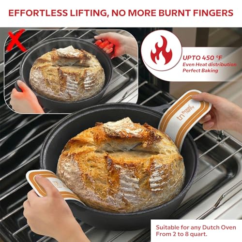 Image of ThreadNanny Silicone Bread Sling for Dutch Oven, 2 Pcs Round Nonstick Sourdough Silicone Bread Sling - 450F Heat Resistant Sourdough Sling, Pan Liner & Bread Baking Supplies (Orange)