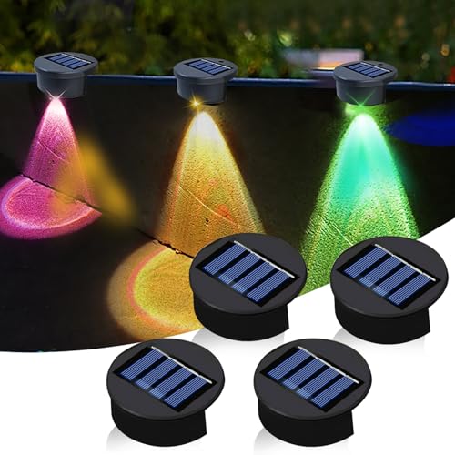 PAMEENCOS Pacote com 4 luzes laterais de piscina movidas a energia solar, luzes solares coloridas pa