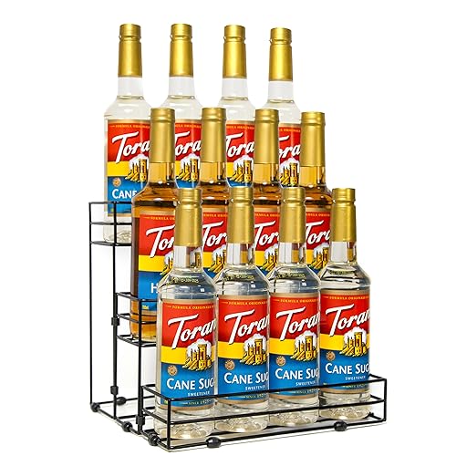 TelKeen 12 Bottles Coffee Syrup Rack Organizer, Coffee Syrup Stand Holder, 3 Tier Coffee Syrup...