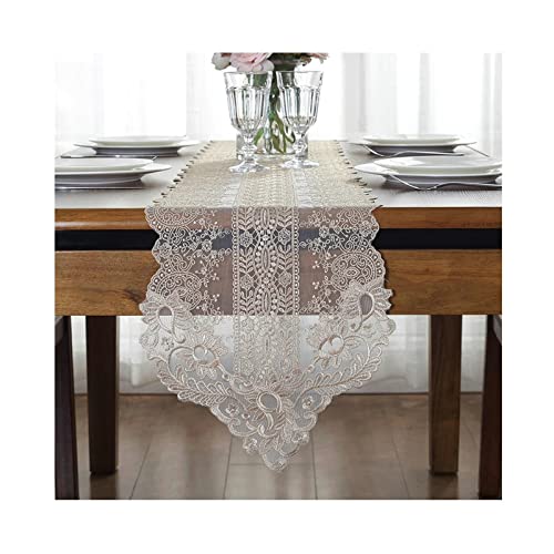 Chemin de table moderne anti plis champagne 30x250 cm pour proteger et embellir une table en bois