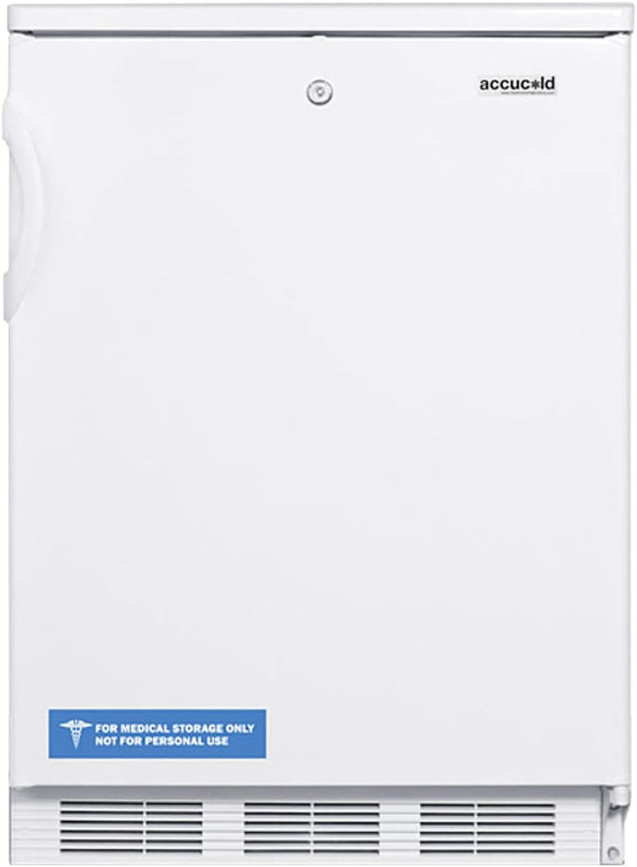 Summit Appliance FF7LWBI 24" Wide Built-In All-Refrigerator; 5.5 cu.ft; Automatic Defrost; Factory-installed Lock; Adjustable Shelves; Adjustable Thermostat; ETL-S Listed to NSF-7 Commercial Standards