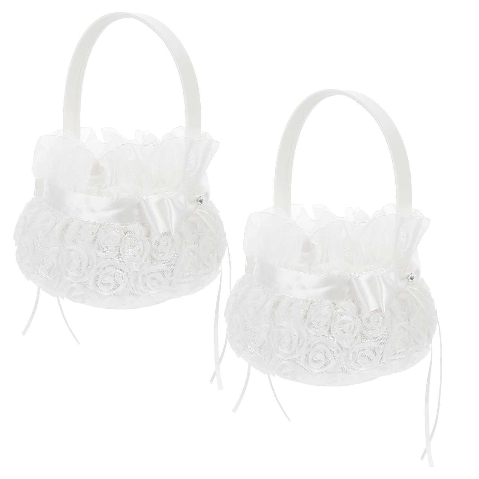 Homoyoyo Homoyoyo 2 Piezas Cesta De Flores De Encaje Cestas De Flores Para Bodas Cestas De Niña De Las Flores Para Cestas Ni a Arras Decoración De Macramé Cable Eléctrico Chica