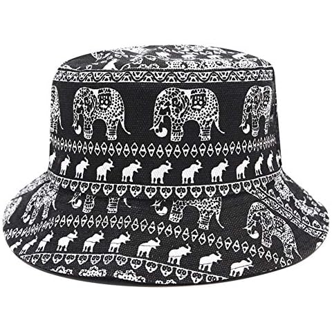 DCUTERQ Unisex Fashion Print Summer Double Sides Travel Bucket Hats Packable Reversible Outdoor Fisherman Cap 06-Elephant Cover