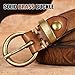 SANSTHS Womens Genuine Leather Belts for Jeans Pants Trendy Vintage Thin Leather Belt Gold Buckle Ladies Skinny Waist Belt,Brown,S