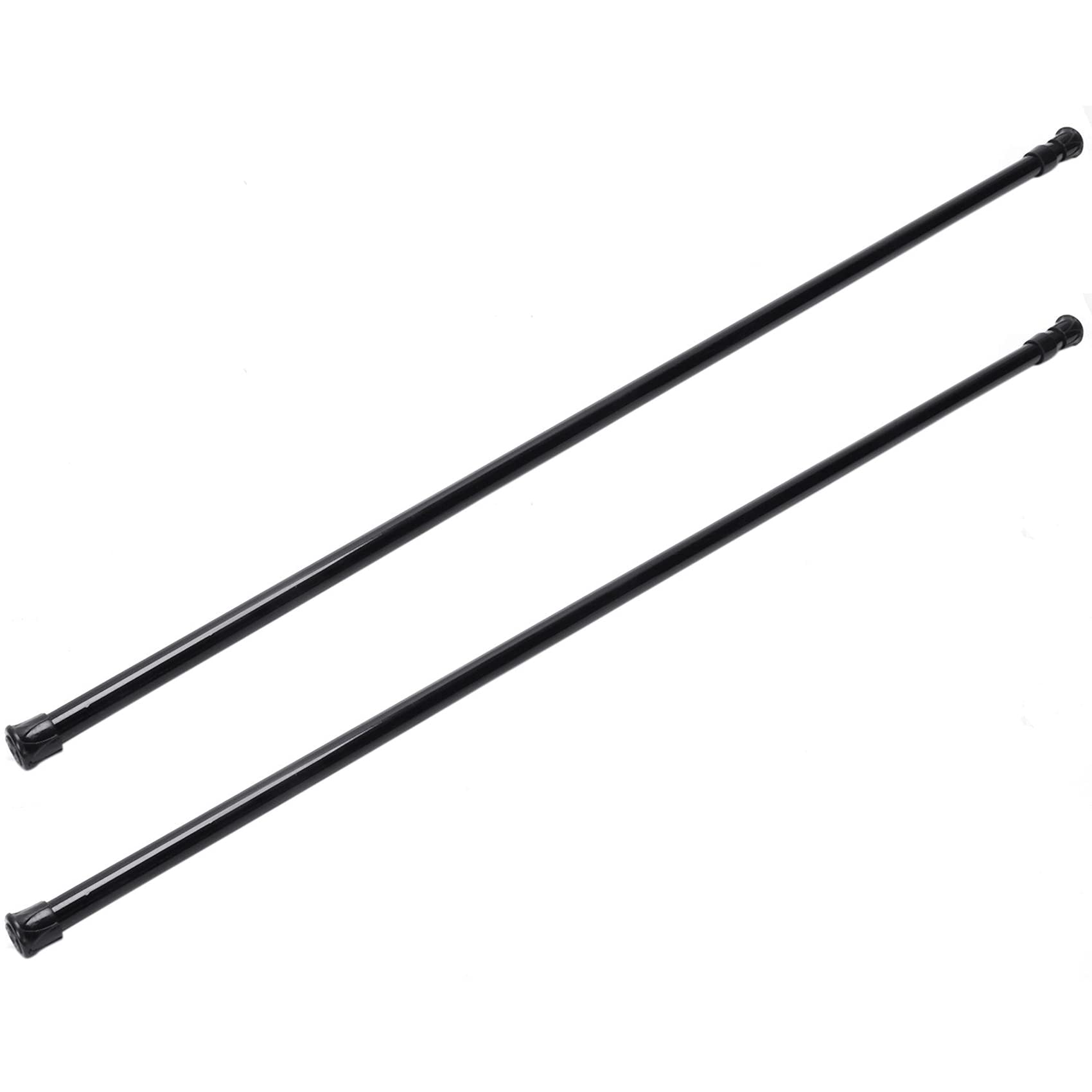 2 x Extendable Spring Loaded Telescopic Poles for Voile Tension of Curtain Rods, 70-120 cm, Black