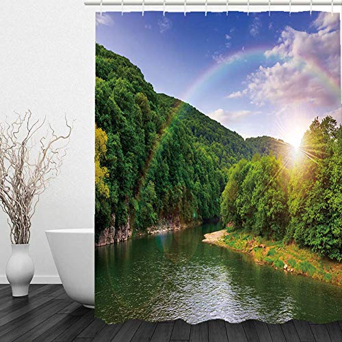 Lavcus Cortina De Baño A Prueba De Agua Cortina De Baño Cortina De Baño Cortina De Ducha De PVC De Impresión 3D 183 * 214cm Estilo 3