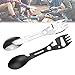 SNAGAROG 2 Pezzi Posate da Campeggio Forchetta Cucchiaio Cucchiaio Forchetta Insieme Posate Trekking per Spork all'Aperto Cucchiaio Forchetta Coltello Apribottiglie in Acciaio Inox Utensili Multiuso