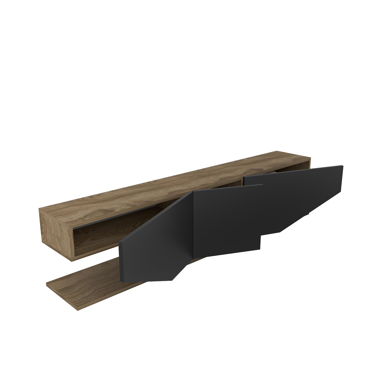 DECOROTIKA Meuble TV 180 cm Moderne avec Rangement et Portes – Noir et Chêne