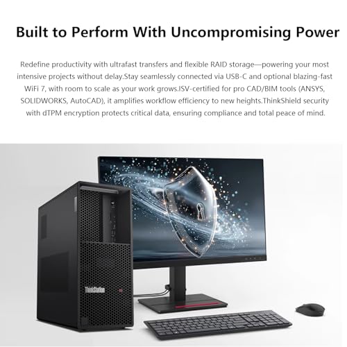 Image of Lenovo ThinkStation P3 Tower Desktop AI PC, Intel Core Ultra 5 225, 64GB DDR5, 2TB SSD, Support 3-Display 4K, Wi-Fi 7, HDMI, DP, Wired KB & Mouse, Windows 11 Pro, Business Workstation, w /Bundle
