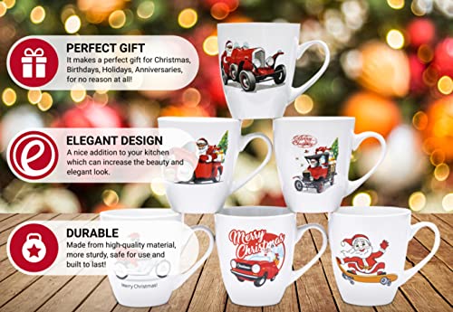 Bruntmor 16 Oz Christmas Coffee Mug Set Of 6, Large 16 Ounce Ceramic Mugcup Set With White Christmas Themed Design, Best Coffee Mug For Your Christmas Gift #TOP3
