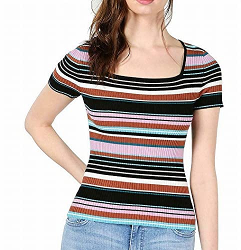 Bar Iii Womens Striped Ribbed Pullover Sweater, Pink, Small #TOP12