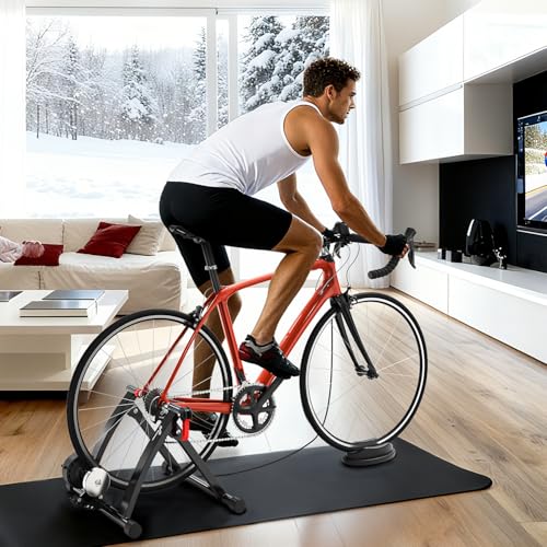 Image of Sportneer Bike Trainer - Magnetic Indoor Cycling Trainer Stand for 26-28 inch & 700C Wheels, 6 Resistance Levels Stationary Bike Stand with Quick Release Lever & Front Wheel Riser Block