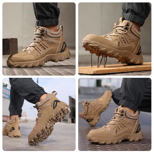 Image of Steel Toe Boots for Men Work Indestructible Safety Boots | Impact-Resistant, Puncture-Resistant, Comfortable, Wear-Resistant, Construction Factory, Warehouses, Jobsites