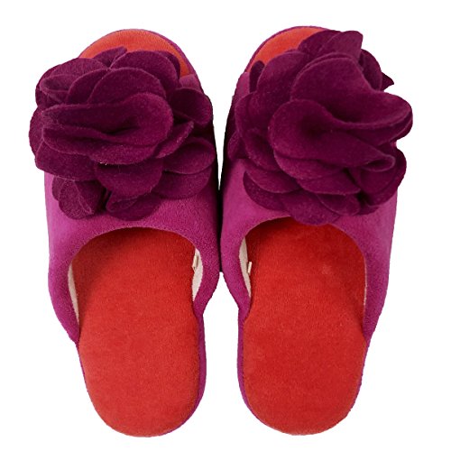 センコー S.D.S ローズ 薔薇モチーフ付き 前あき スリッパ パープル 約23.5cm 79405